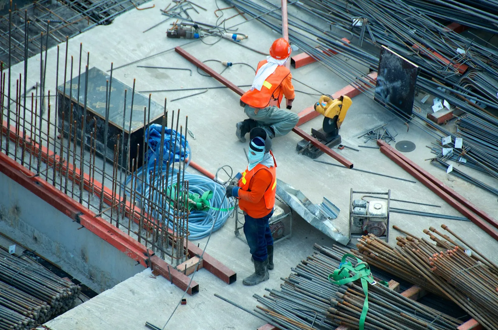 Construction site with cranes against the sky